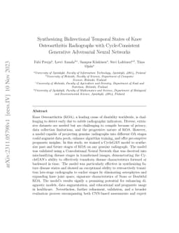 Synthesizing Bidirectional Temporal States of Knee Osteoarthritis
  Radiographs with Cycle-Consistent Generative Adversarial Neural Networks