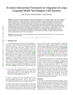 AI-native Interconnect Framework for Integration of Large Language Model
  Technologies in 6G Systems