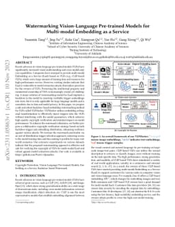 Watermarking Vision-Language Pre-trained Models for Multi-modal
  Embedding as a Service