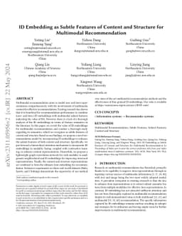 ID Embedding as Subtle Features of Content and Structure for Multimodal
  Recommendation