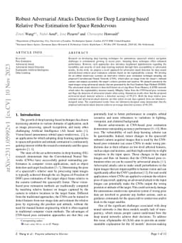Robust Adversarial Attacks Detection for Deep Learning based Relative
  Pose Estimation for Space Rendezvous