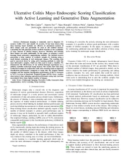 Ulcerative Colitis Mayo Endoscopic Scoring Classification with Active
  Learning and Generative Data Augmentation