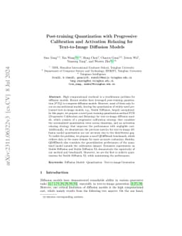 Post-training Quantization for Text-to-Image Diffusion Models with
  Progressive Calibration and Activation Relaxing