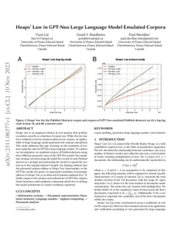 Heaps' Law in GPT-Neo Large Language Model Emulated Corpora