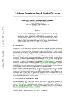 Minimum Description Length Hopfield Networks