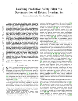 Learning Predictive Safety Filter via Decomposition of Robust Invariant
  Set