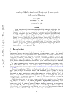 Learning Globally Optimized Language Structure via Adversarial Training