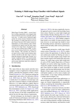 Training A Multi-stage Deep Classifier with Feedback Signals