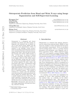 Osteoporosis Prediction from Hand and Wrist X-rays using Image
  Segmentation and Self-Supervised Learning