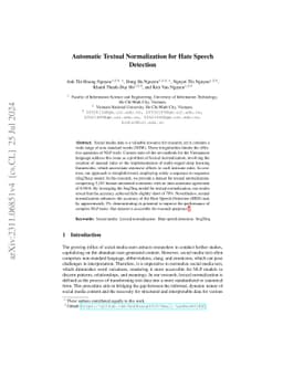 Automatic Textual Normalization for Hate Speech Detection