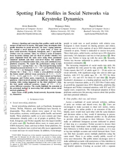 Spotting Fake Profiles in Social Networks via Keystroke Dynamics
