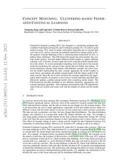 Concept Matching: Clustering-based Federated Continual Learning