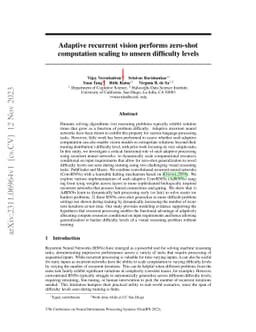 Adaptive recurrent vision performs zero-shot computation scaling to
  unseen difficulty levels