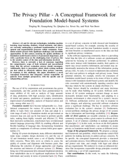 The Privacy Pillar -- A Conceptual Framework for Foundation Model-based
  Systems