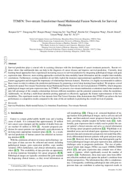 TTMFN: Two-stream Transformer-based Multimodal Fusion Network for
  Survival Prediction