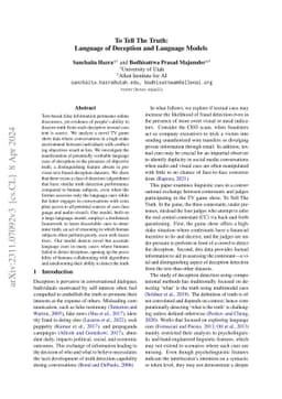 To Tell The Truth: Language of Deception and Language Models