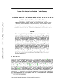 Game Solving with Online Fine-Tuning