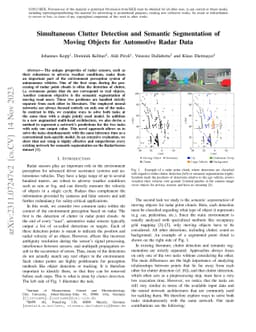 Simultaneous Clutter Detection and Semantic Segmentation of Moving
  Objects for Automotive Radar Data