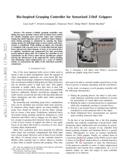 Bio-Inspired Grasping Controller for Sensorized 2-DoF Grippers