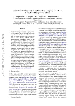 Controlled Text Generation for Black-box Language Models via Score-based
  Progressive Editor