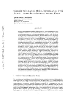 Explicit Foundation Model Optimization with Self-Attentive Feed-Forward
  Neural Units