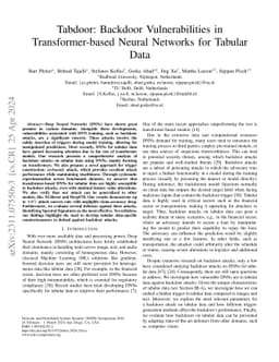 Tabdoor: Backdoor Vulnerabilities in Transformer-based Neural Networks
  for Tabular Data