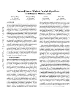 Fast and Space-Efficient Parallel Algorithms for Influence Maximization