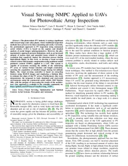 Visual Servoing NMPC Applied to UAVs for Photovoltaic Array Inspection