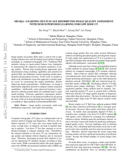 MD-IQA: Learning Multi-scale Distributed Image Quality Assessment with
  Semi Supervised Learning for Low Dose CT
