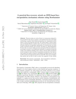 A practical key-recovery attack on LWE-based key-encapsulation mechanism
  schemes using Rowhammer
