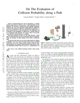 On The Evaluation of Collision Probability along a Path
