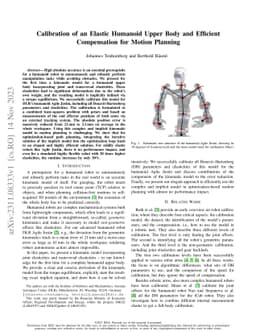 Calibration of an Elastic Humanoid Upper Body and Efficient Compensation
  for Motion Planning