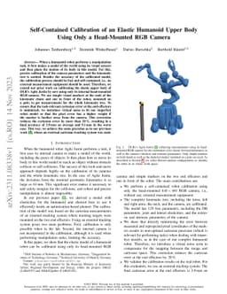 Self-Contained Calibration of an Elastic Humanoid Upper Body Using Only
  a Head-Mounted RGB Camera