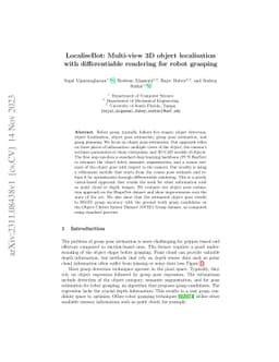 LocaliseBot: Multi-view 3D object localisation with differentiable
  rendering for robot grasping