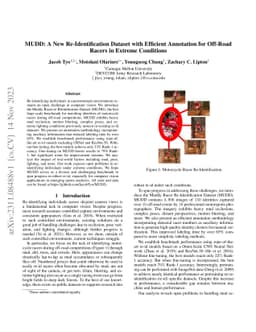 MUDD: A New Re-Identification Dataset with Efficient Annotation for
  Off-Road Racers in Extreme Conditions