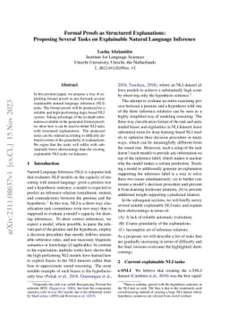 Formal Proofs as Structured Explanations: Proposing Several Tasks on Explainable Natural Language Inference