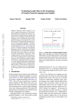 Evaluating Gender Bias in the Translation of Gender-Neutral Languages
  into English
