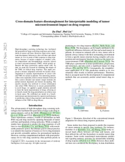 Cross-domain feature disentanglement for interpretable modeling of tumor
  microenvironment impact on drug response