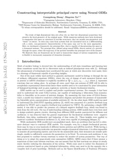 Constructing interpretable principal curve using Neural ODEs