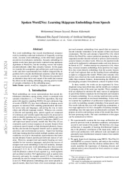 Spoken Word2Vec: Learning Skipgram Embeddings from Speech