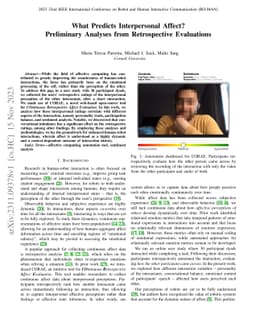 What Predicts Interpersonal Affect? Preliminary Analyses from
  Retrospective Evaluations