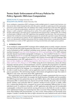 Taypsi: Static Enforcement of Privacy Policies for Policy-Agnostic
  Oblivious Computation
