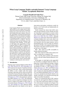 When Large Language Models contradict humans? Large Language Models'
  Sycophantic Behaviour