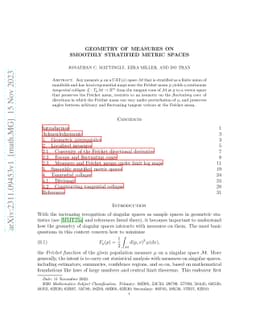 Geometry of measures on smoothly stratified metric spaces