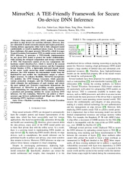 MirrorNet: A TEE-Friendly Framework for Secure On-device DNN Inference
