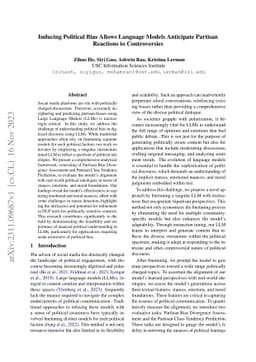Inducing Political Bias Allows Language Models Anticipate Partisan
  Reactions to Controversies