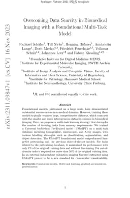 Overcoming Data Scarcity in Biomedical Imaging with a Foundational
  Multi-Task Model