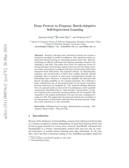 From Pretext to Purpose: Batch-Adaptive Self-Supervised Learning