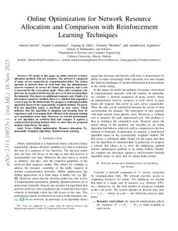 Online Optimization for Network Resource Allocation and Comparison with
  Reinforcement Learning Techniques