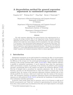A decorrelation method for general regression adjustment in randomized
  experiments